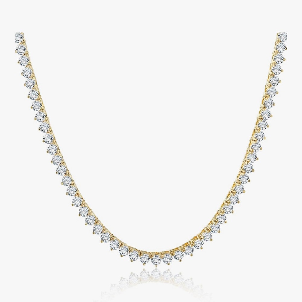 Kose 20inch 3 prong Cubic Zirconia Tennis Necklace for Women